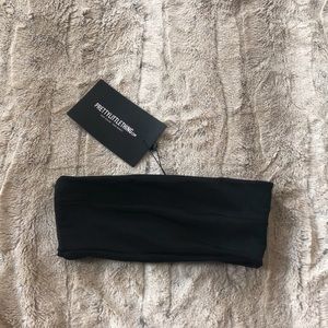 PRETTYLITTLETHING Size 0 Black Bandeau Bikini Top